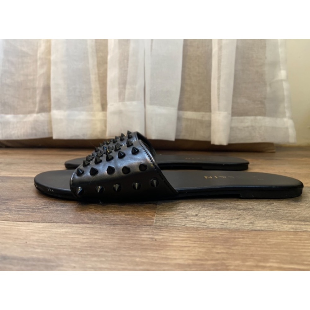 Spiked Black “SHEIN” Slides